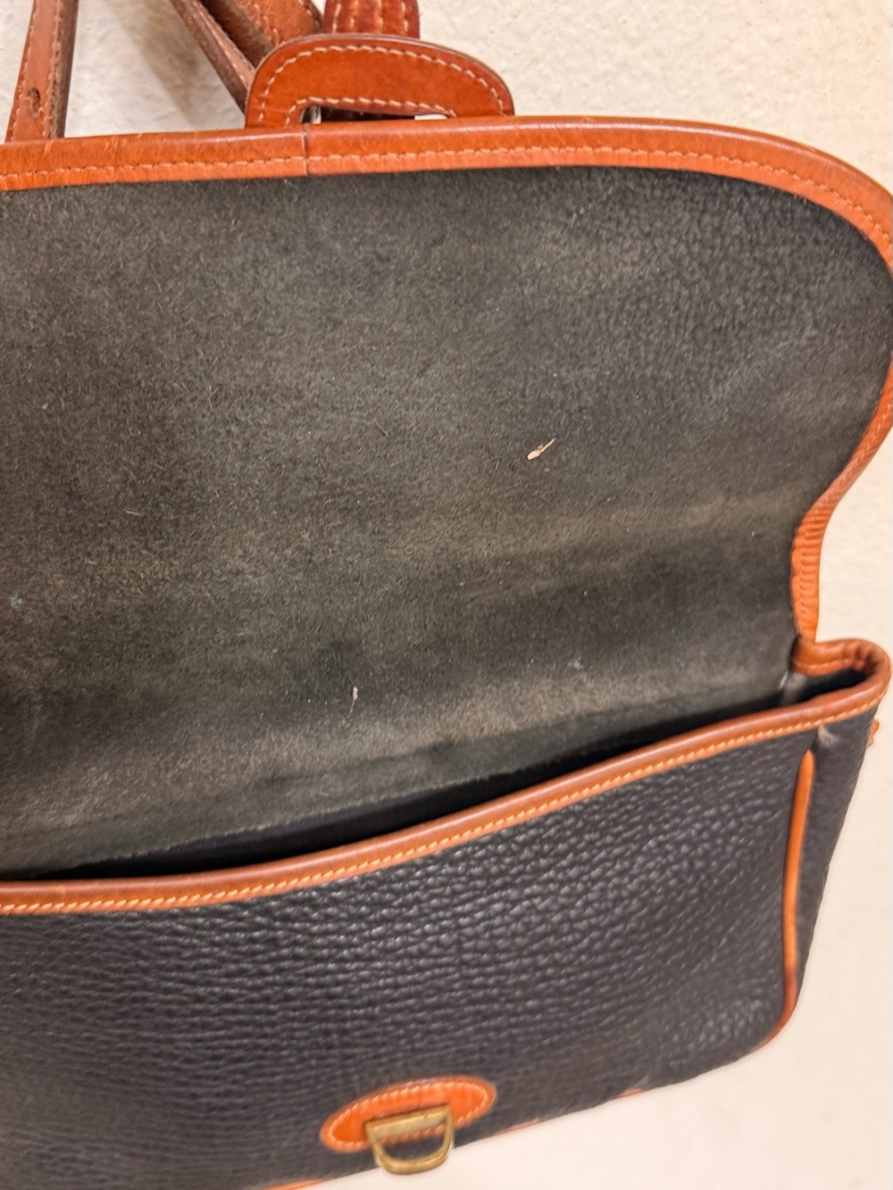 Dooney & Bourke Black with Brown Trim Pebbled Leather Crossbody Bag - Picture 10 of 11